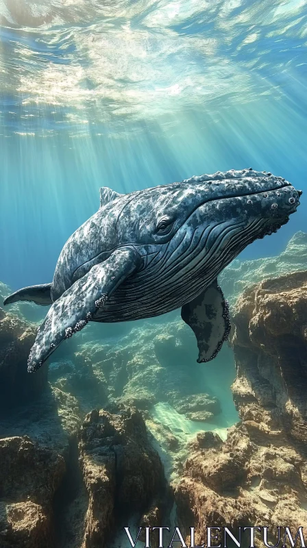 A Whale Beneath Sunlit Waters AI Image