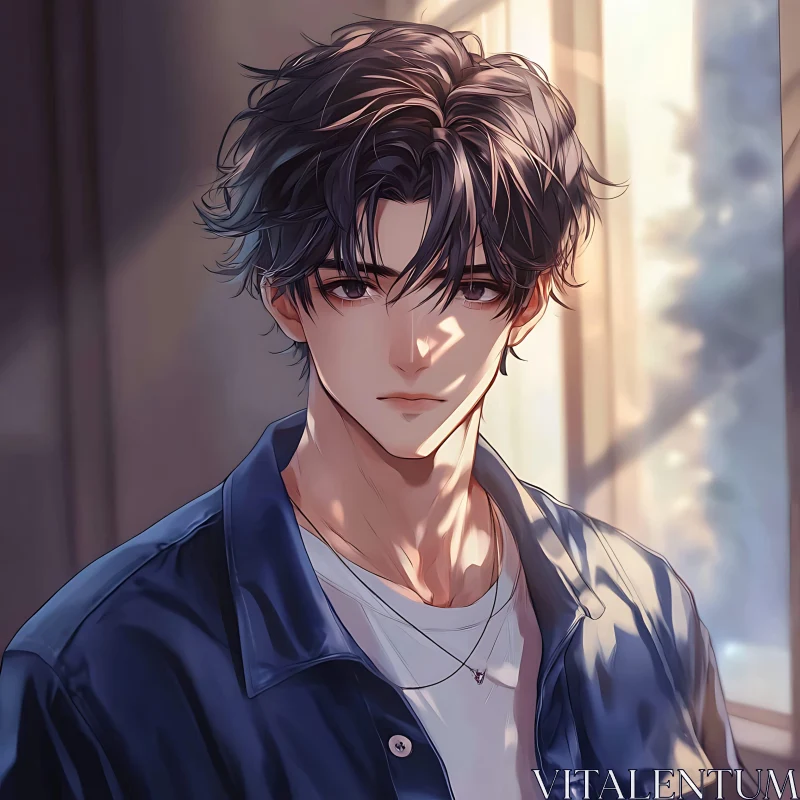 Sunlit Anime Male Character AI Image