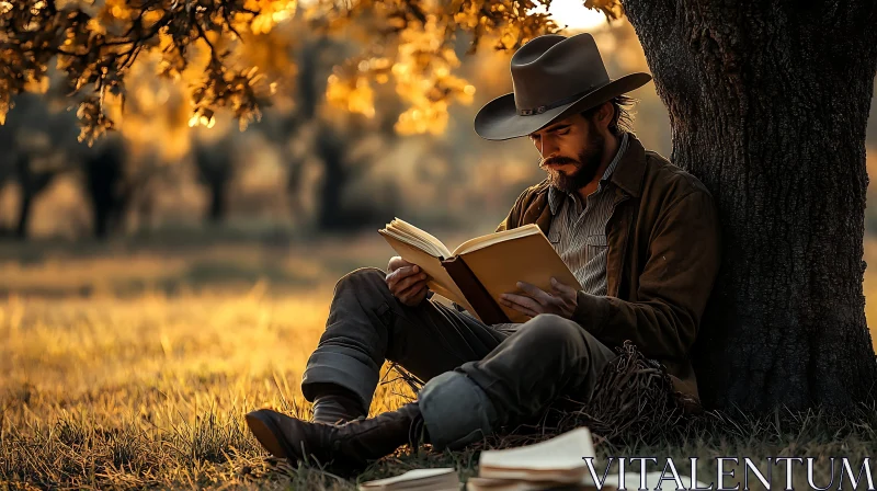 Rustic Cowboy in Autumn Scene AI Image