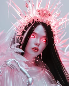 Ethereal Portrait with Pink Glowing Eyes