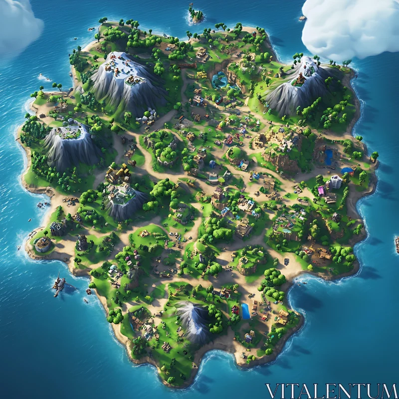 Comprehensive Island Game Map AI Image