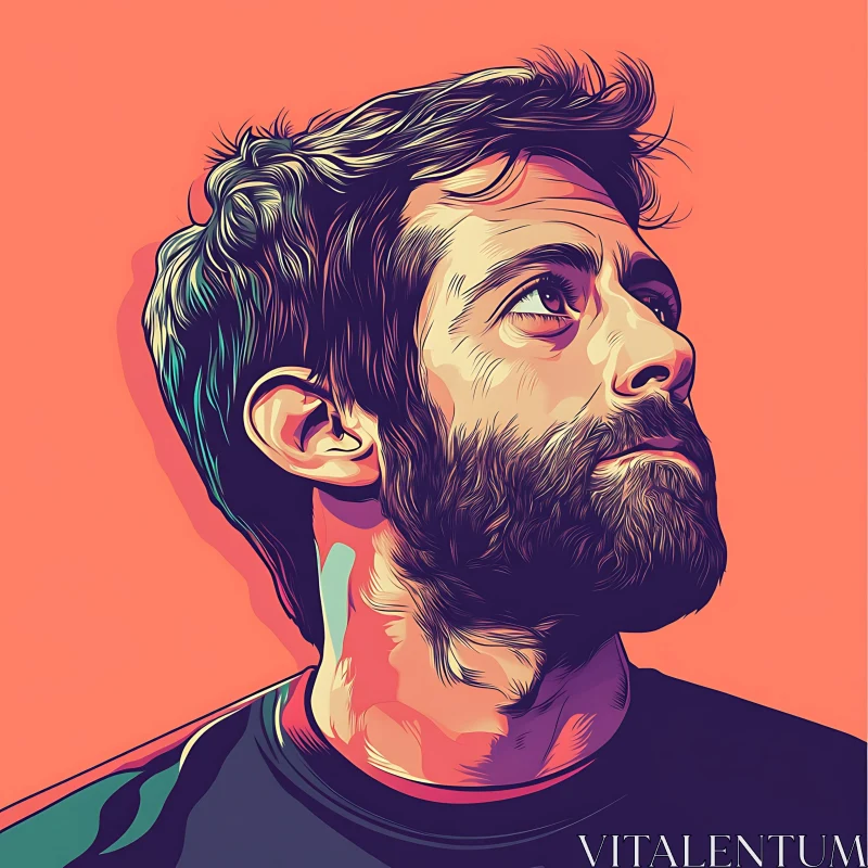 Colorful Portrait of a Man in Pop Art Style AI Image