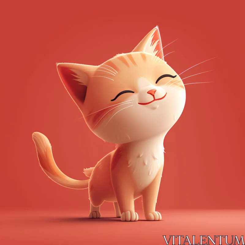 AI ART Joyful Orange Cartoon Kitten