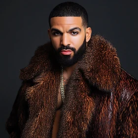 Stylish Man Wearing Brown Fur Coat