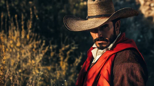 Intense Cowboy Portrait in Warm Sunlight