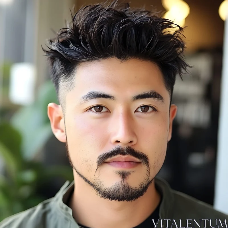 Modern Urban Male Portrait with Styled Hair AI Image