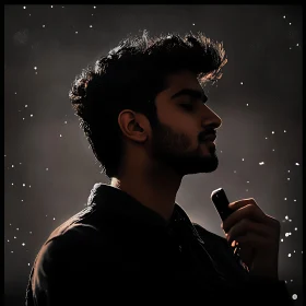 Profile of a Bearded Man in Silhouette