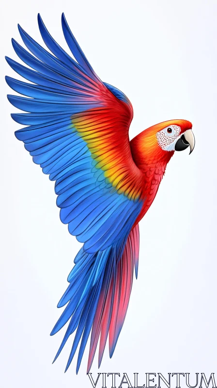 AI ART Colorful Parrot Spreading Wings