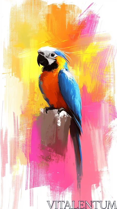 AI ART Colorful Parrot in Abstract Art