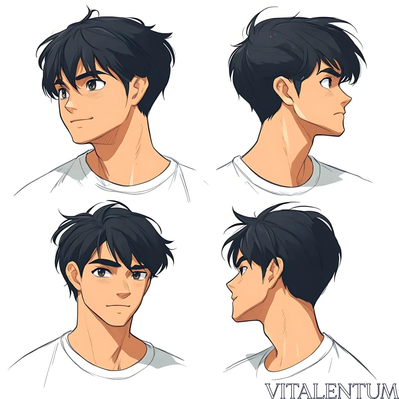 Expressive Anime Male Portrait AI Image