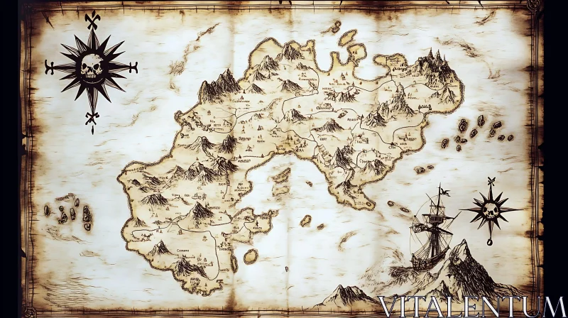 AI ART Historical Pirate Navigation Map