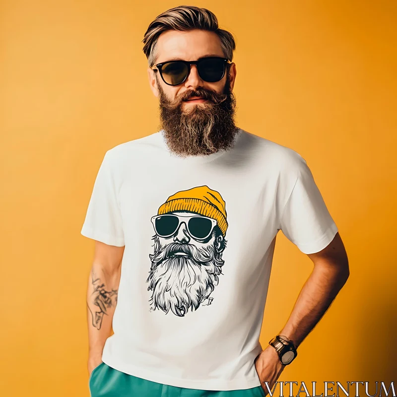 Casual Style Bearded Man with Sunglasses AI Image