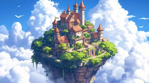 Medieval Castle on a Sky Island