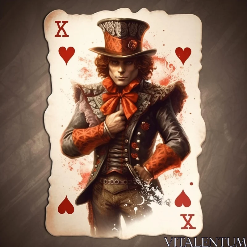 Vintage Ten of Hearts Card Art AI Image