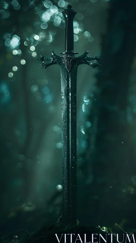 AI ART Enchanted Blade in Misty Woods