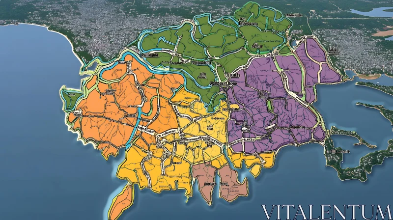 AI ART Urban Layout of a Coastal City