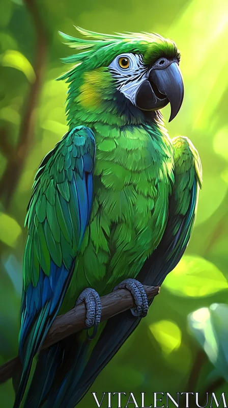 AI ART Tropical Parrot on Branch