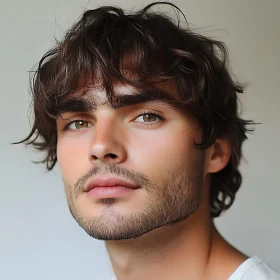 Expressive Male Portrait with Messy Hair