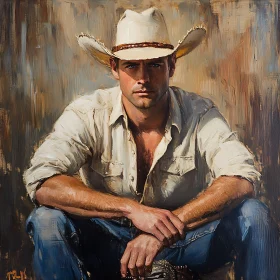 Western Man with Cowboy Hat Artwork