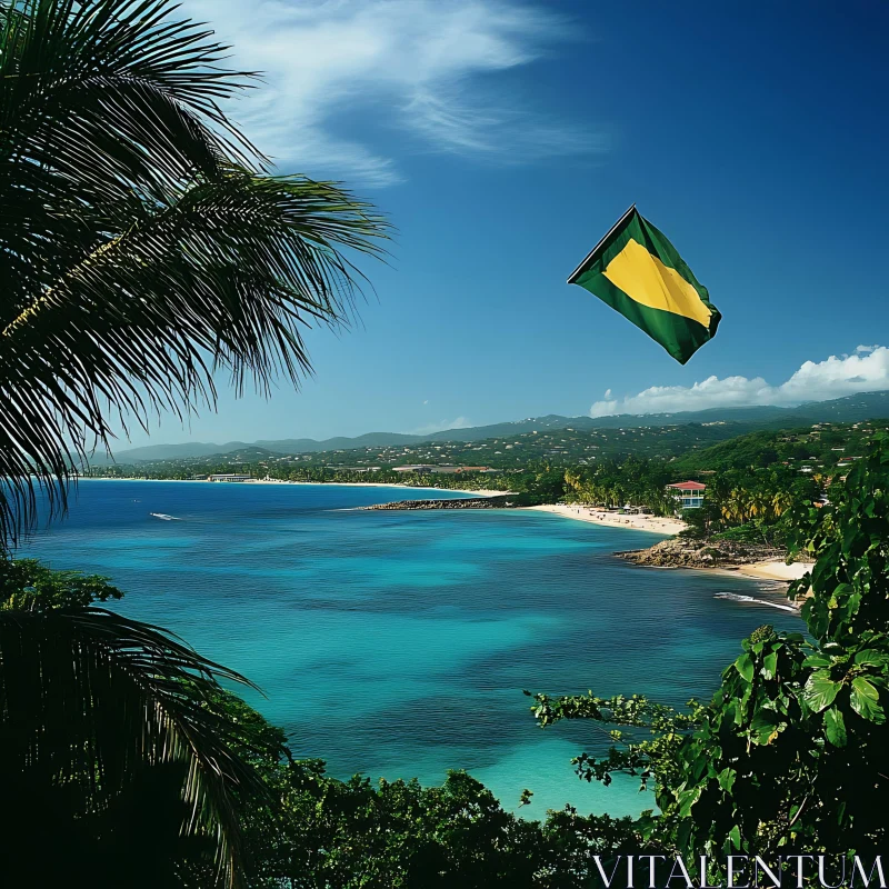 Beautiful Island Beach and Blue Sea AI Image