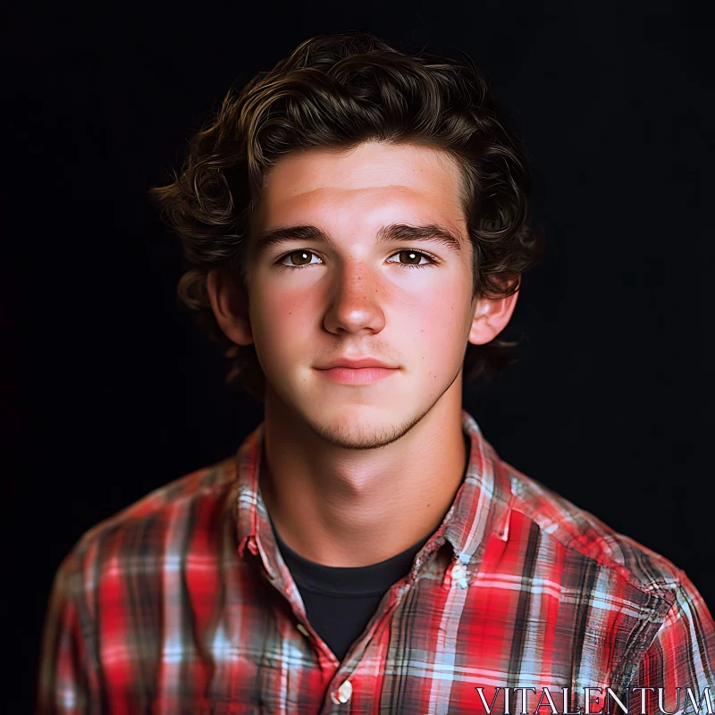 Close-Up Portrait of a Young Man AI Image