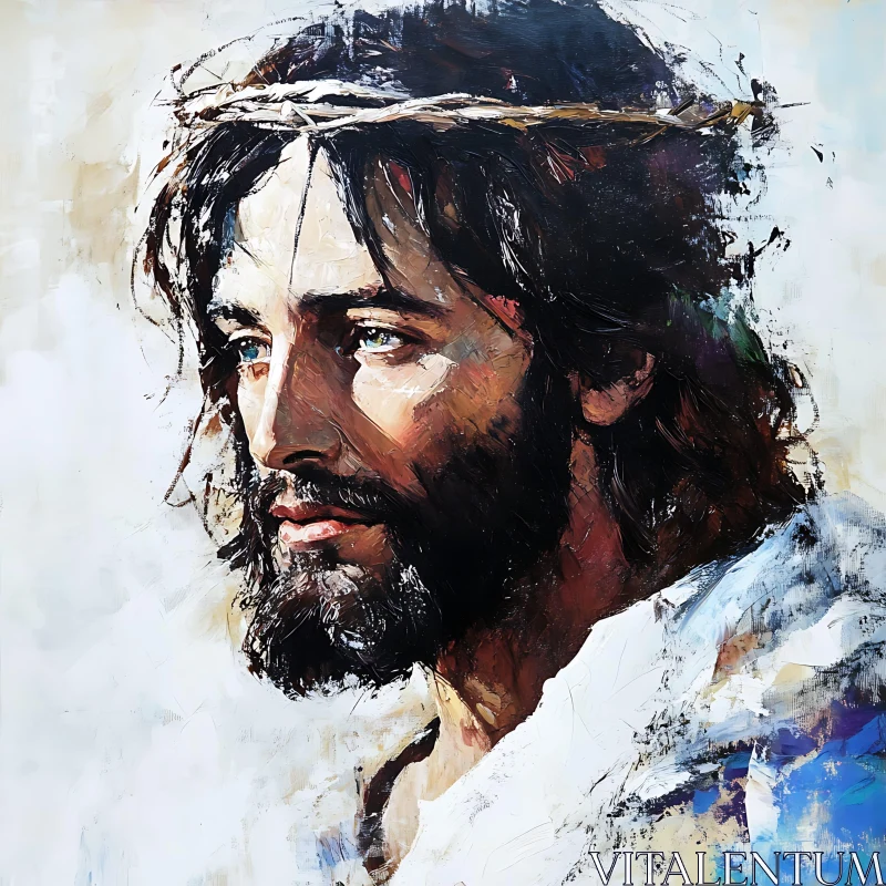 Expressive Man With Crown of Thorns AI Image