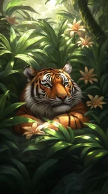 Tiger Amidst Jungle Foliage