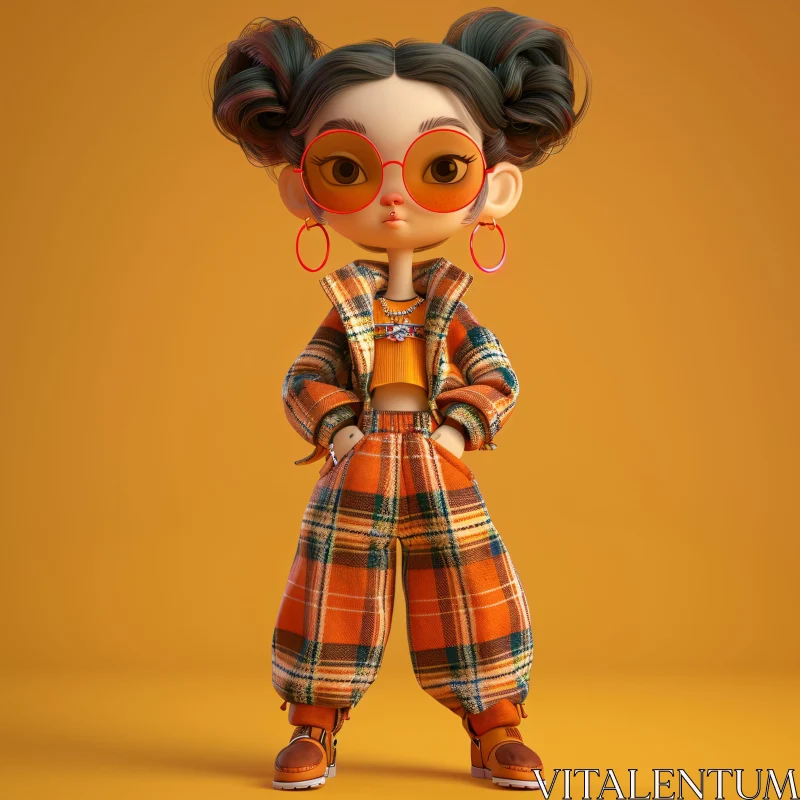 AI ART Cartoon Character with Orange Fashion Style