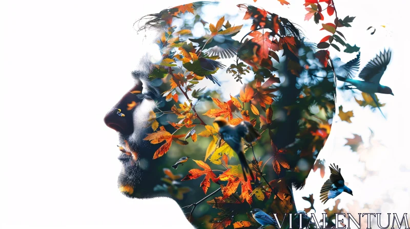 Autumn Harmony: Man with Nature AI Image