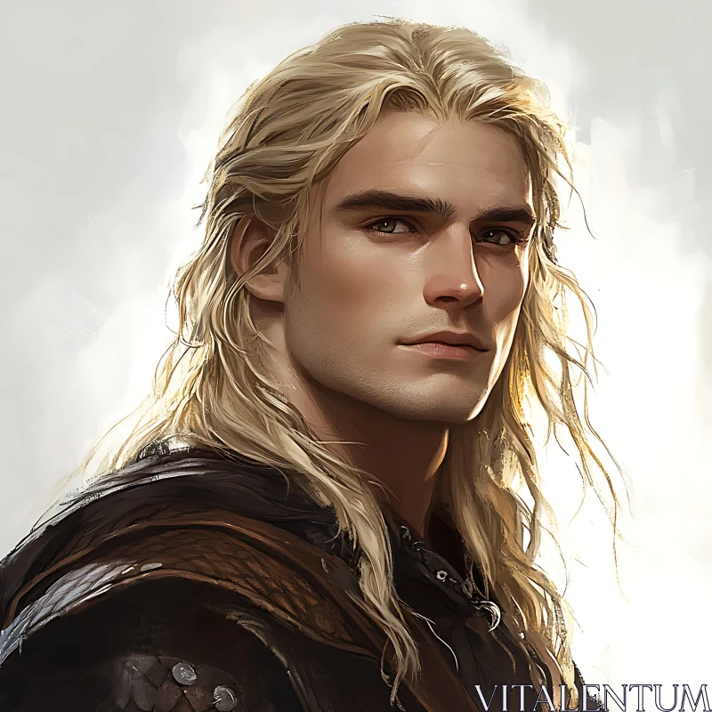 Medieval Warrior with Blonde Hair AI Image