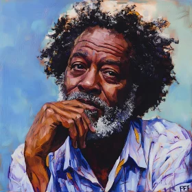 Thoughtful Man in Oil Art