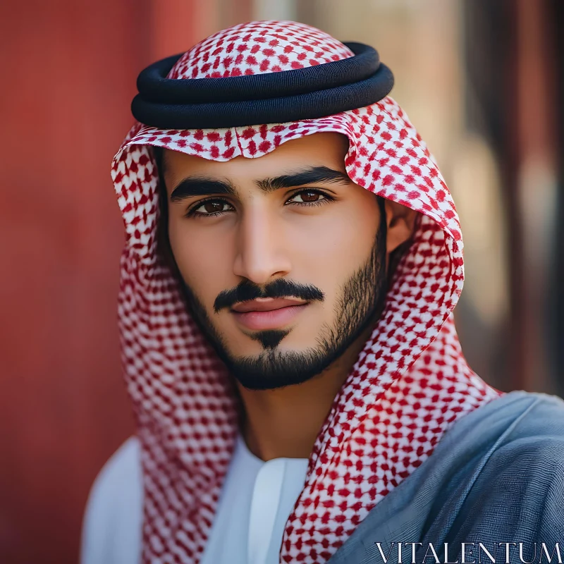 Modern Middle Eastern Man in Keffiyeh AI Image