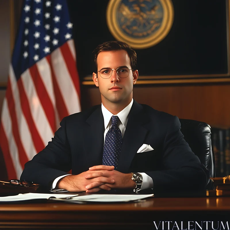 Professional Businessman Seated at Desk AI Image