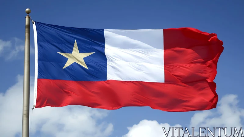 Vibrant National Flag Against the Sky AI Image