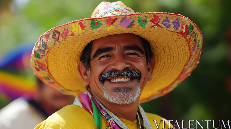 Joyful Man in Vibrant Traditional Attire AI Image