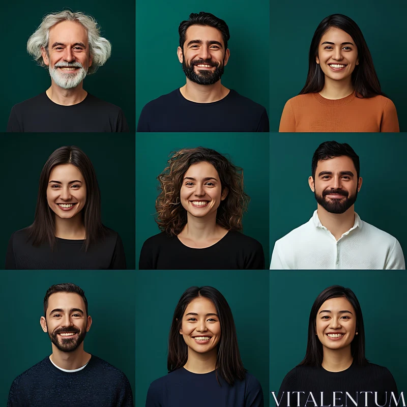 Diverse Smiling People Collage AI Image