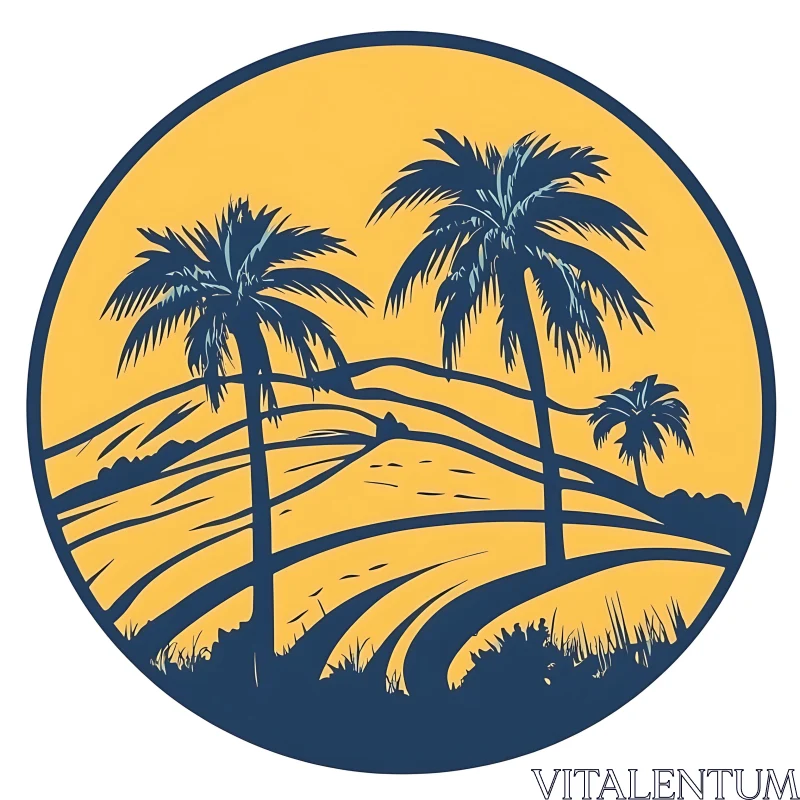 Sunset Silhouette of Palm Trees AI Image