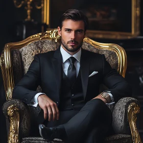 Sophisticated Man in Opulent Setting