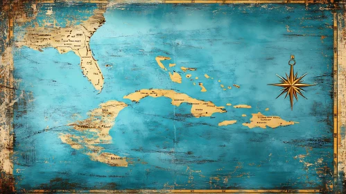 Vintage Caribbean Geographic Map