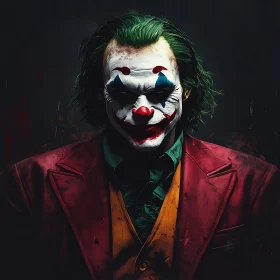 Menacing Villain with Green Hair and Colorful Suit