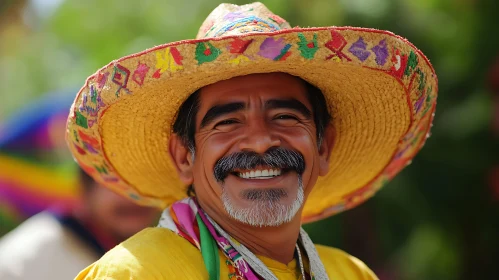 Joyful Man in Vibrant Traditional Attire
