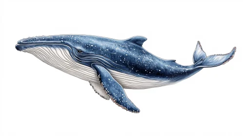 Graceful Blue Whale Artwork