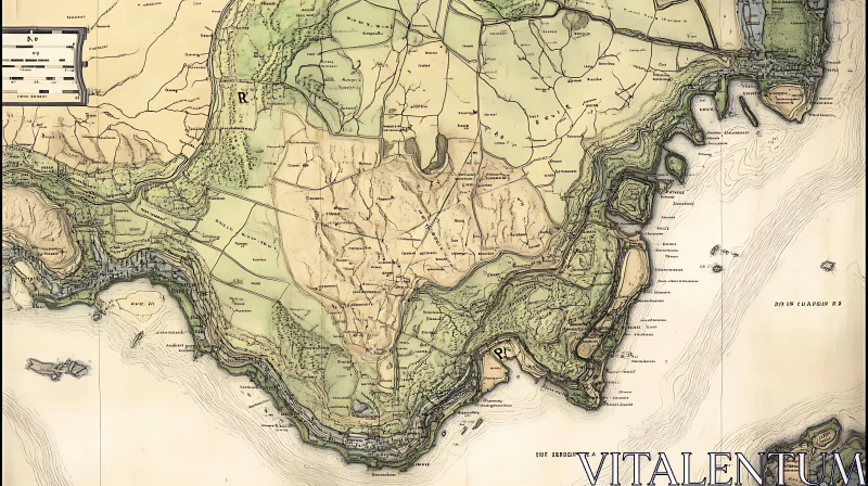 Vintage Coastal Topographical Map