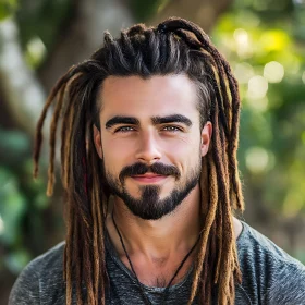 Man with Dreadlocks in Nature