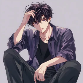 Thoughtful Anime Character Portrait