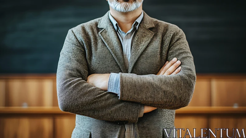 Professor Standing in a Classroom AI Image