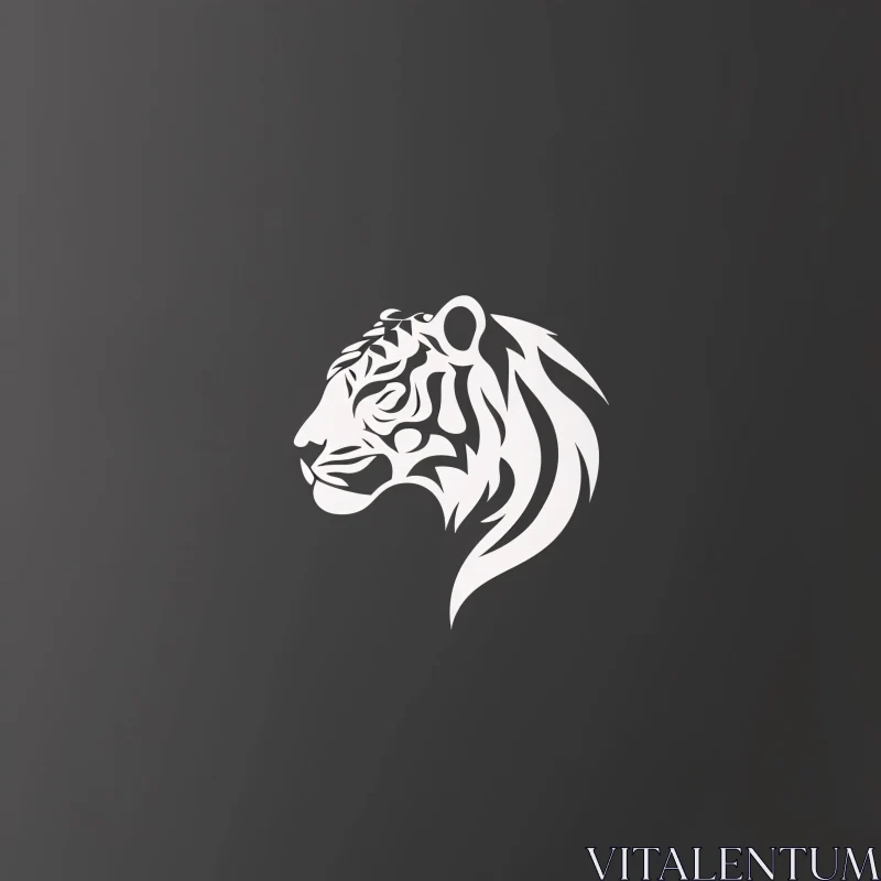 Stylized Tiger Head in Monochrome