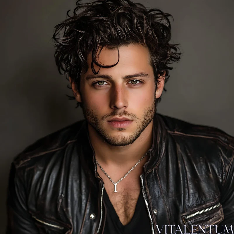 Fashionable Male Portrait with Intense Gaze