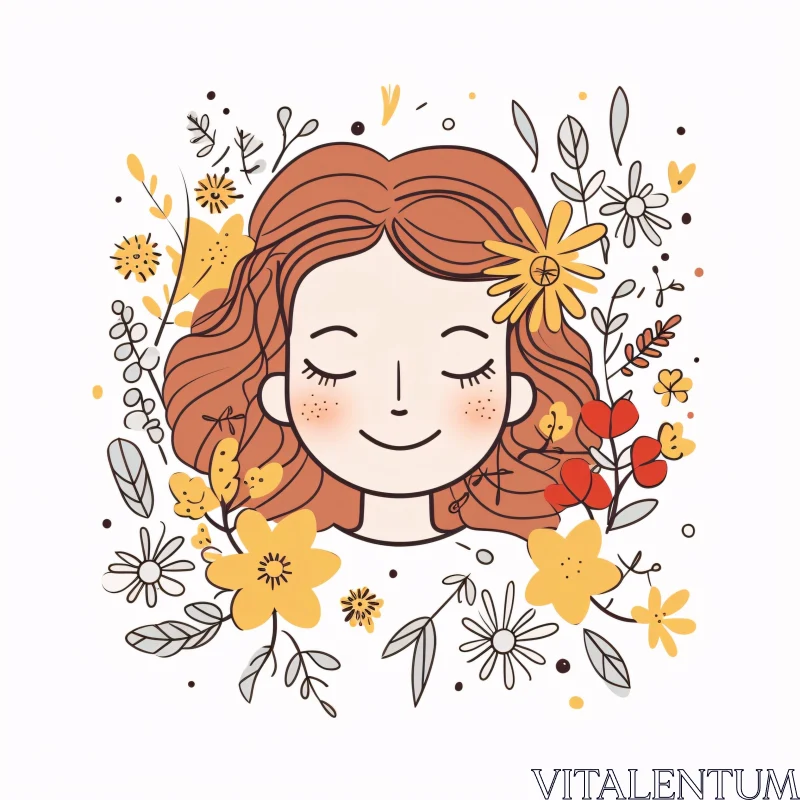 Girl with Flowers Illustration