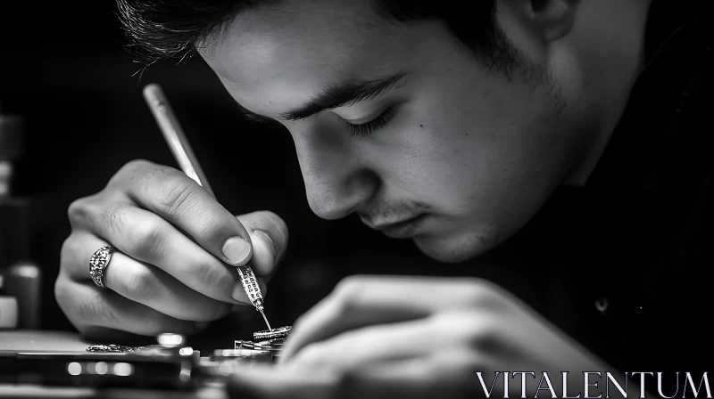 Close-up of a Skilled Watchmaker at Work